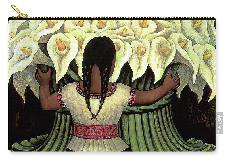 Flower Day Zip Pouch featuring the painting Flower Seller Rivera by Diego Rivera