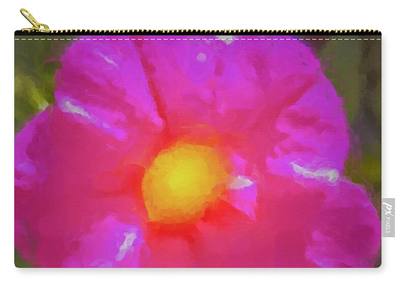 Magenta Zip Pouch featuring the painting Flower Up Close by Bill McEntee
