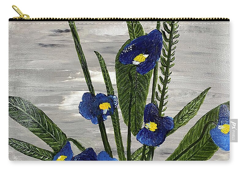 Flowers Zip Pouch featuring the painting Flowers and Ferns by William Bowers