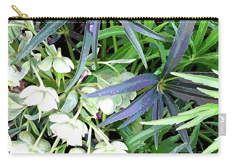 Flowers Zip Pouch featuring the digital art Flowers and Foliage by Nancy Olivia Hoffmann