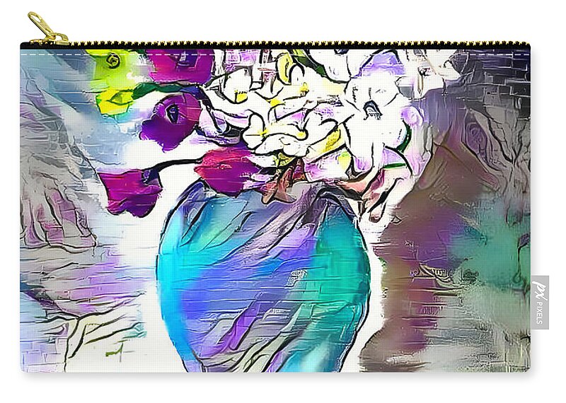 Abstract Zip Pouch featuring the mixed media Flowers by Frederick Cook