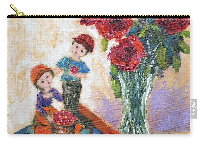 Flowers From My Garden 22 Zip Pouch featuring the painting Flowers from my garden 22 by Uma Krishnamoorthy