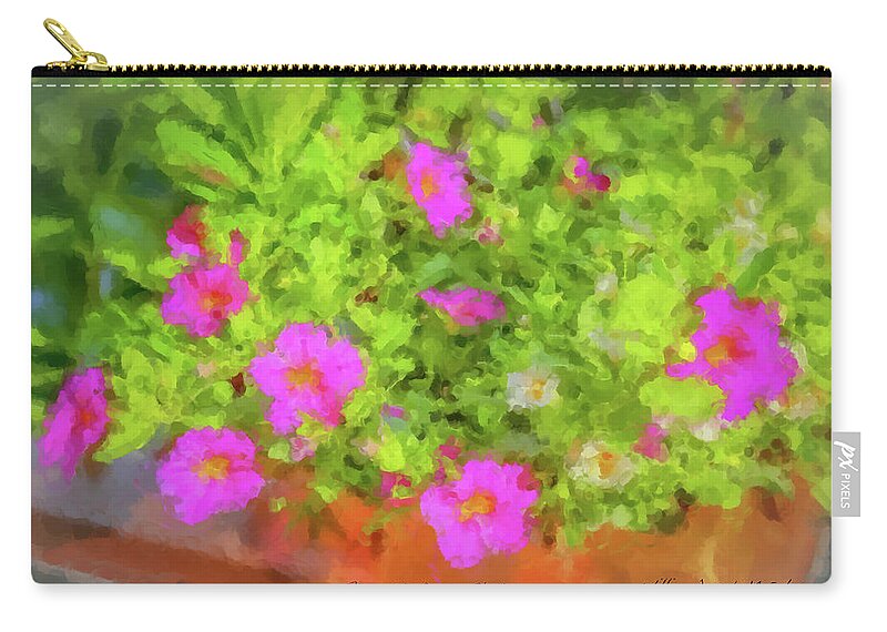 Flowers Zip Pouch featuring the painting Flowers in Copper Planter by Bill McEntee