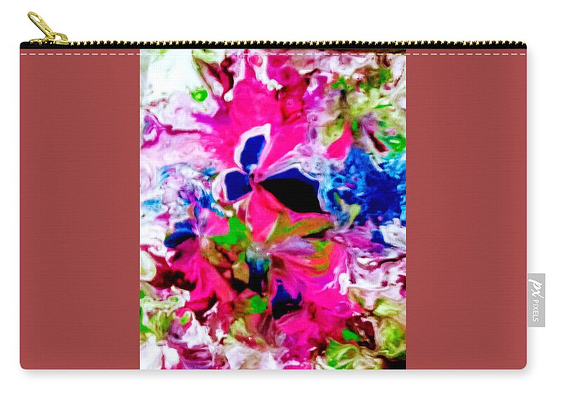 Flowers Zip Pouch featuring the painting Flowers In The Breeze by Anna Adams