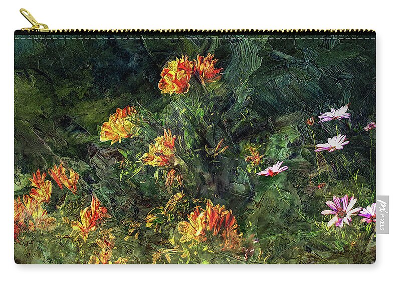 Photo Zip Pouch featuring the digital art Flowers in the Storm by Deb Nakano