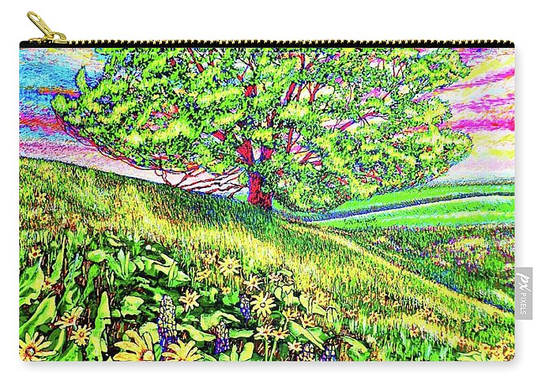 Flowers Zip Pouch featuring the painting Flowers.tree by Viktor Lazarev
