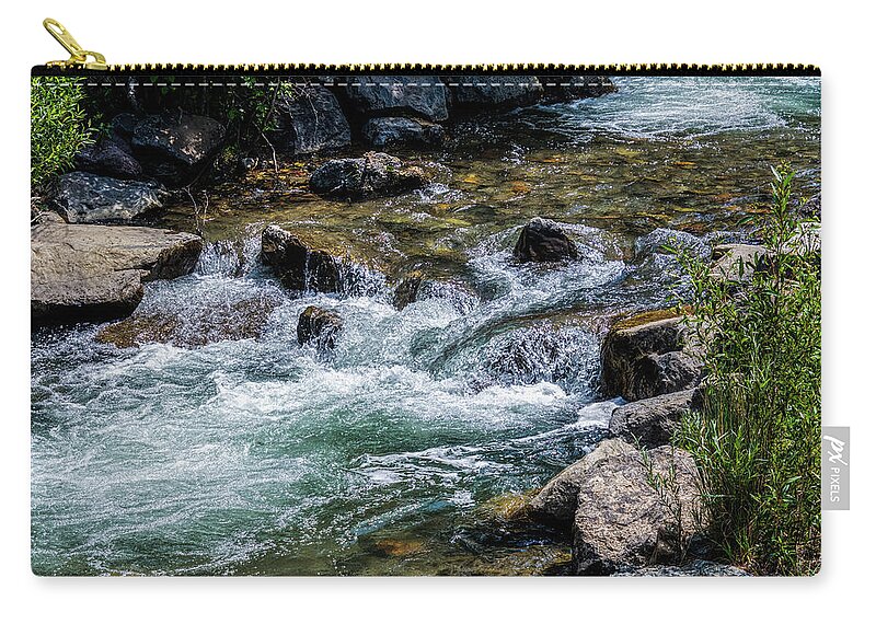 New Mexico Zip Pouch featuring the photograph Flowing Red River of Northern New Mexico by Debra Martz