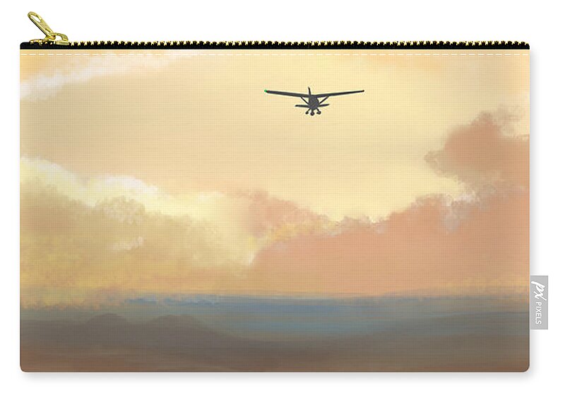 Landscape Zip Pouch featuring the digital art Fly into the Sunset by Rohvannyn Shaw