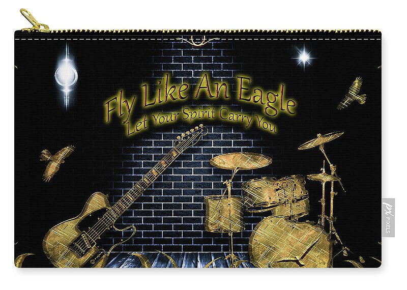 Rock Music Carry-all Pouch featuring the digital art Fly Like An Eagle by Michael Damiani