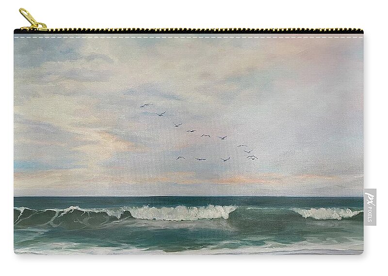 Beautiful Sky Zip Pouch featuring the painting Flying in Formation by Judy Rixom