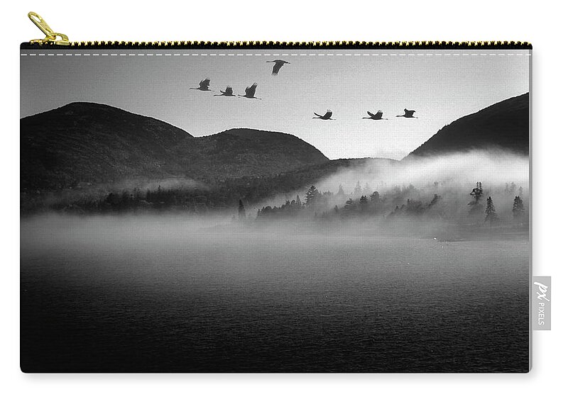 Bar Harbor Zip Pouch featuring the photograph Flying Over Fishermen's Bay in Bar Harbor by James C Richardson