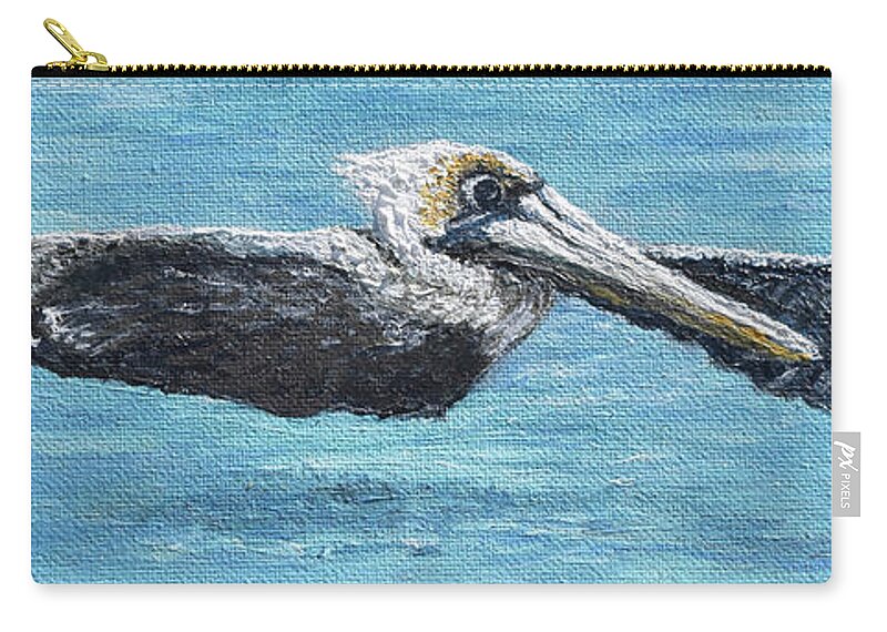 Pelican Zip Pouch featuring the painting Flying by Toni Willey