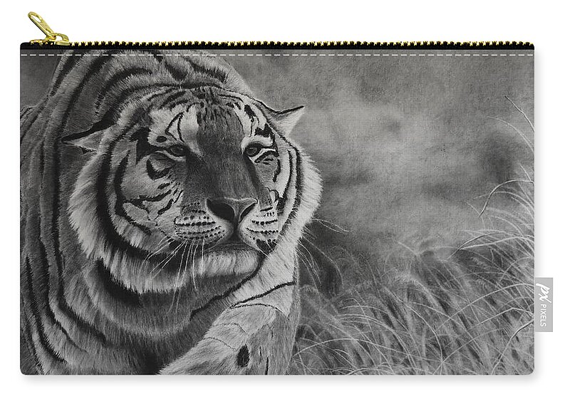 Tiger Carry-all Pouch featuring the drawing Focus by Greg Fox