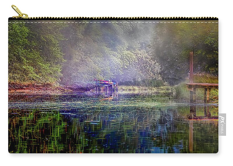 Fog Zip Pouch featuring the photograph Morning Fog on the Brook by Cordia Murphy