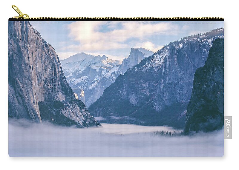 Yosemite National Park Zip Pouch featuring the photograph Fog In The Valley by Jonathan Nguyen