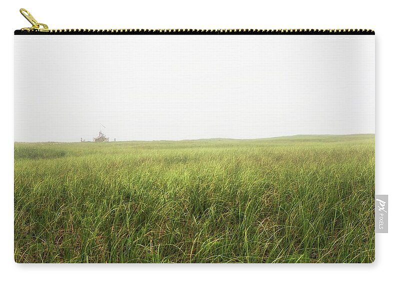 Chatham Zip Pouch featuring the photograph Fogged In Beach Shack by Marisa Geraghty Photography