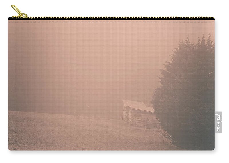 Farm Zip Pouch featuring the photograph Foggy Farm Morning by Joni Eskridge