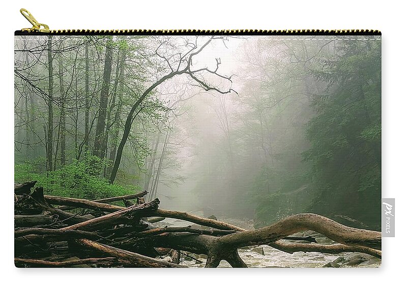 River Carry-all Pouch featuring the photograph Foggy River by Brad Nellis