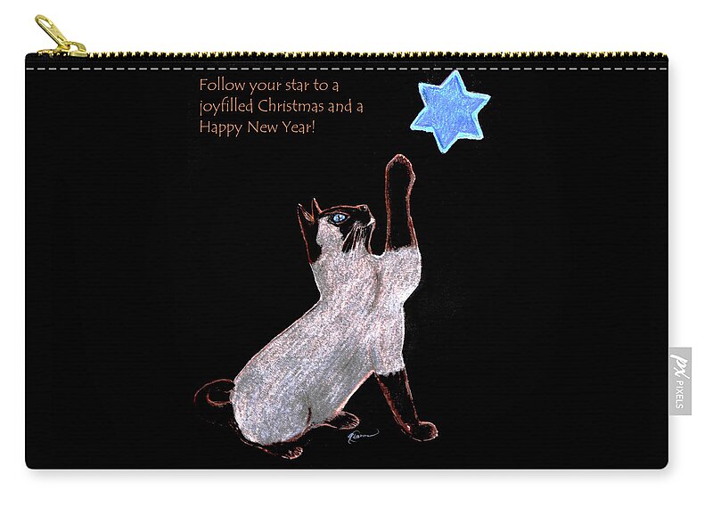 Siamese Zip Pouch featuring the drawing Follow Your Star by Angela Davies