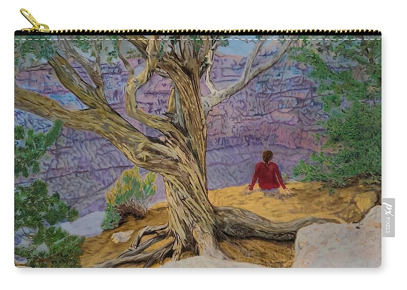 Grand Canyon Zip Pouch featuring the painting For the Beauty of the Earth - Private Showing by Kathy Crockett