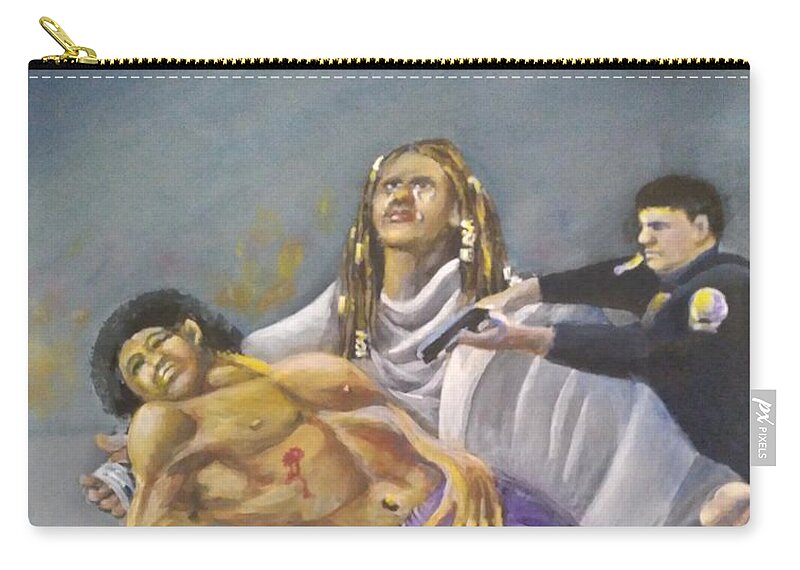 Pieta Carry-all Pouch featuring the painting For They Know Not by Saundra Johnson
