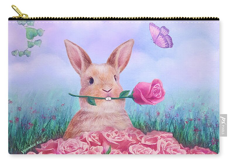 Rose Zip Pouch featuring the painting For You by Yoonhee Ko