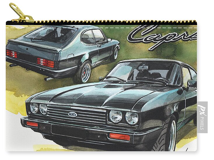 Ford Carry-all Pouch featuring the painting Ford Capri by Yoshiharu Miyakawa
