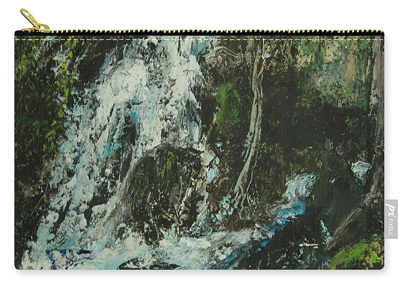Landscape Zip Pouch featuring the painting Forest Cascade by Jeanette French