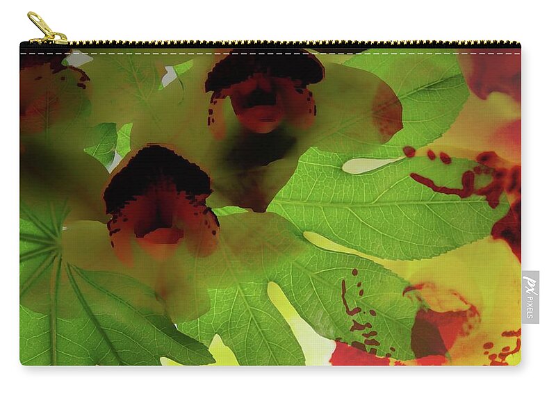 Leaves Orchids Green Forest Zip Pouch featuring the photograph Forest Green by Bobby Villapando