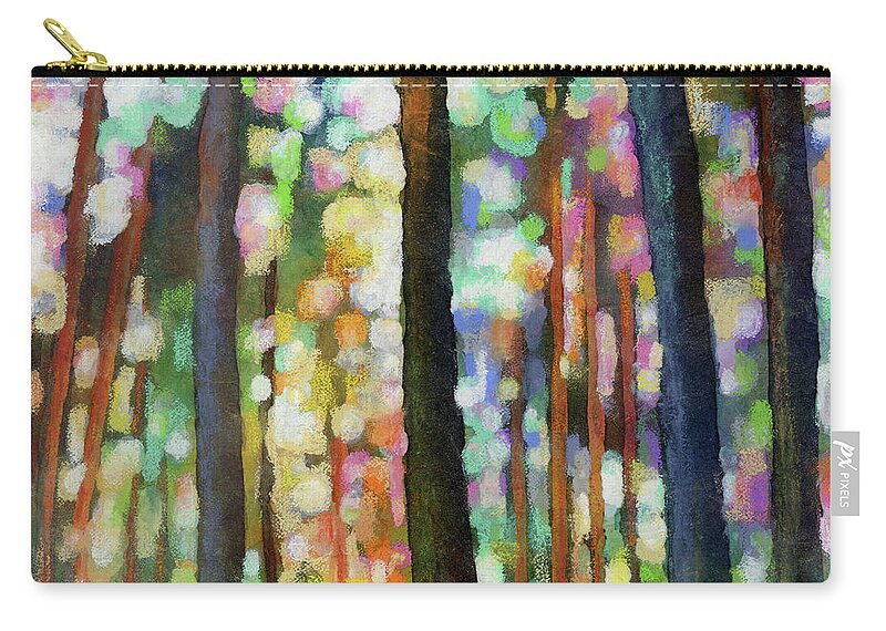 Dreaming Zip Pouch featuring the painting Forest Light - Bokeh by Hailey E Herrera