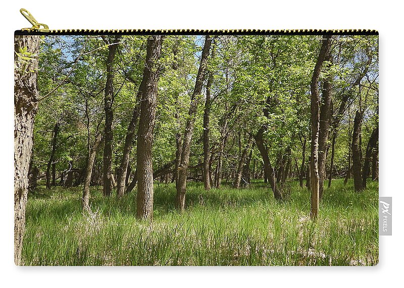 Forest Zip Pouch featuring the photograph Forest On The River Bottom by Amanda R Wright