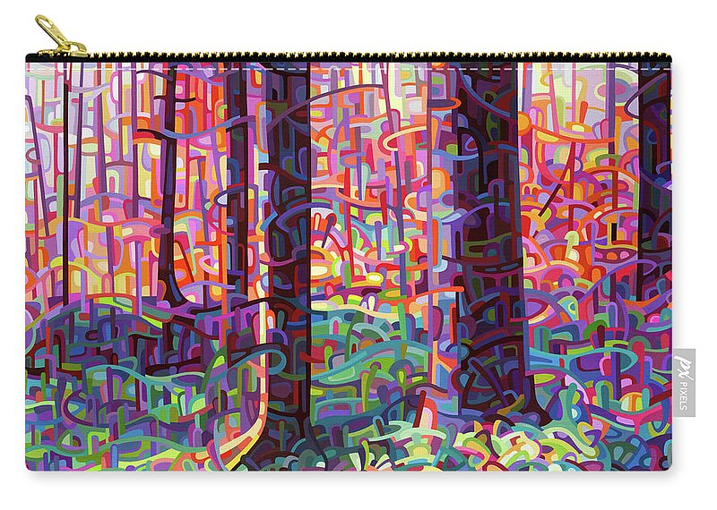 Forest Zip Pouch featuring the painting Forest-tapestry-final by Mandy Budan