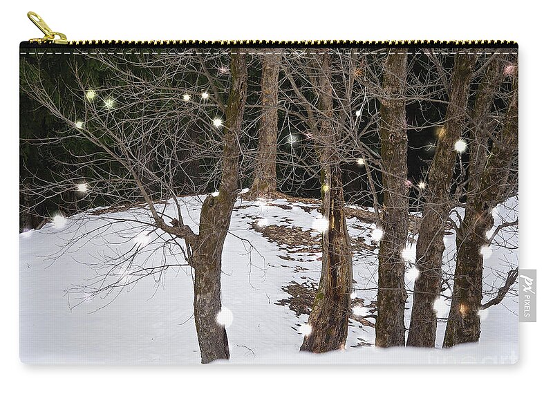 Travel Zip Pouch featuring the photograph Forest Winter Scene by On da Raks