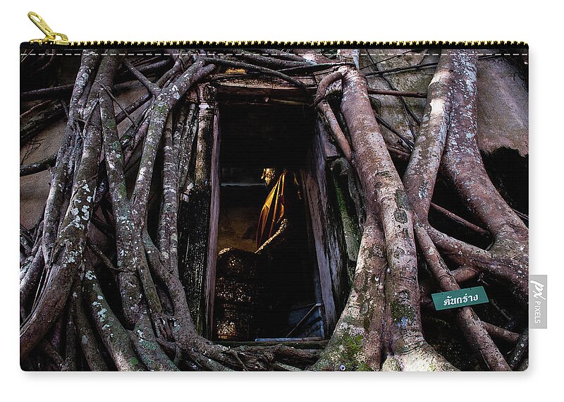 Banyan Carry-all Pouch featuring the photograph Forgotten Temple - Wat Ban Kung, Thailand by Earth And Spirit