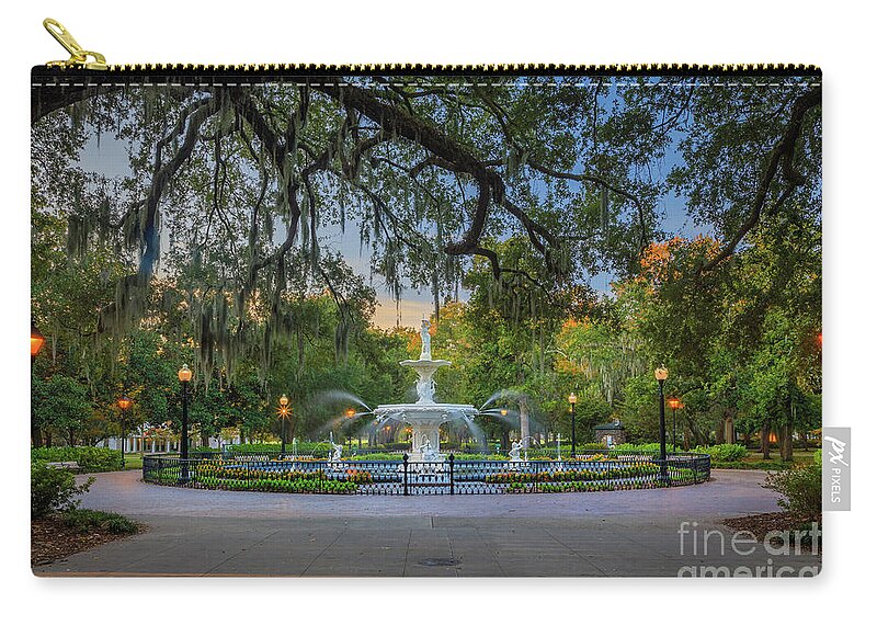 America Zip Pouch featuring the photograph Forsyth Park by Inge Johnsson