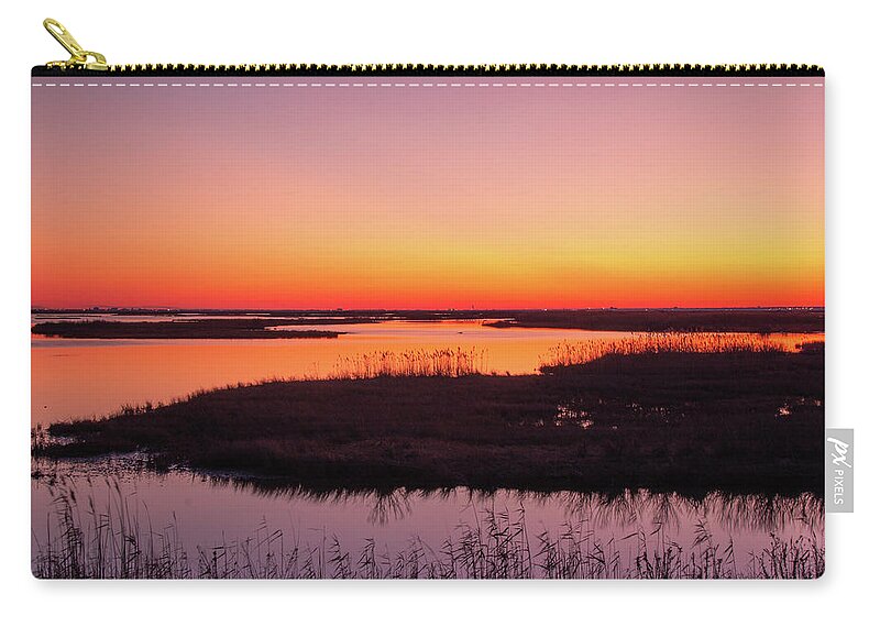 America Zip Pouch featuring the photograph Forsythe Refuge Sunset by Kristia Adams