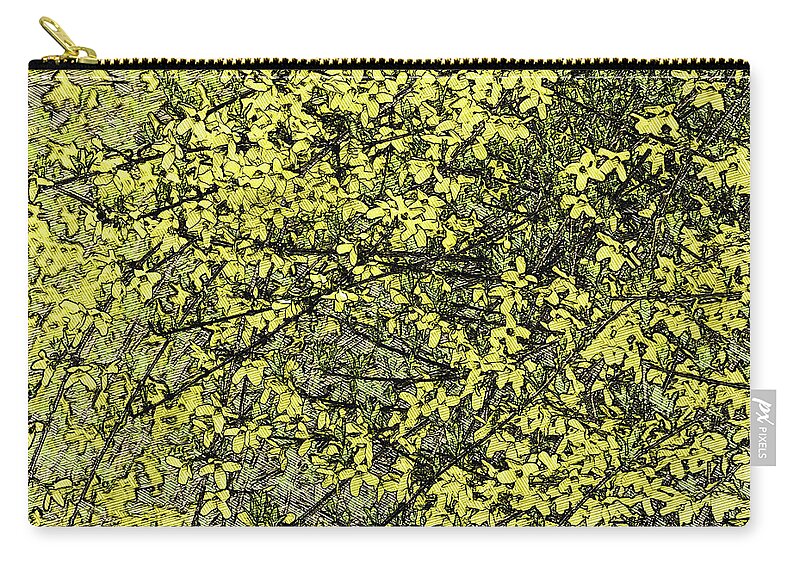 Spring Zip Pouch featuring the photograph Forsythia - Waiting On Spring by Leslie Montgomery