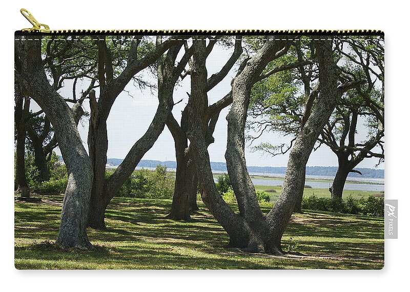  Zip Pouch featuring the photograph Fort Fisher Gnarly Oaks by Heather E Harman