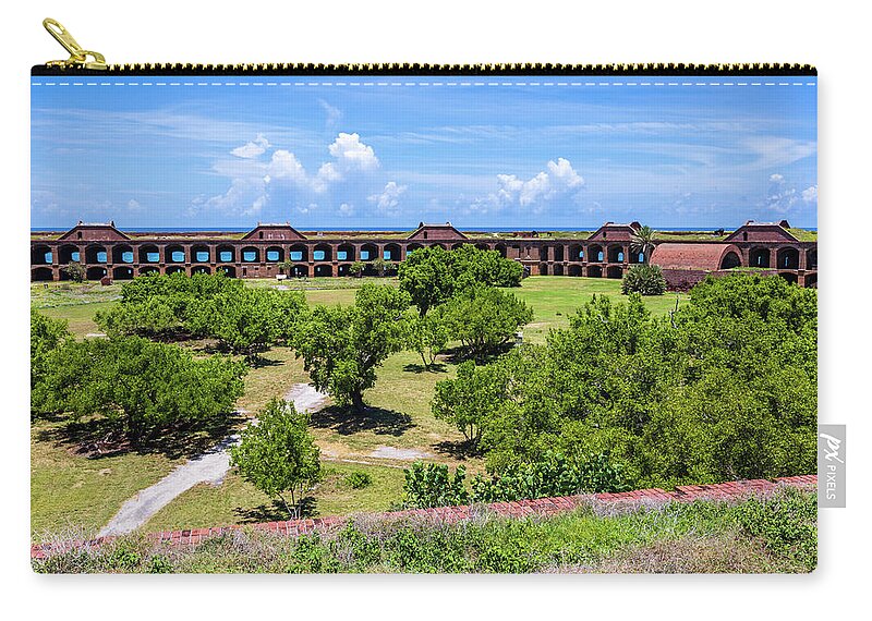 Florida Zip Pouch featuring the photograph Fort Jefferson Courtyard by Stefan Mazzola