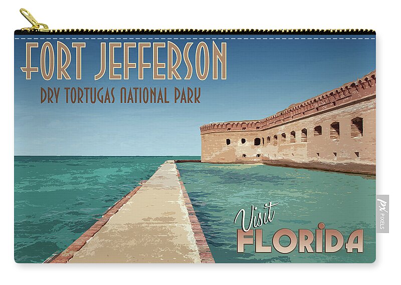 Travel Poster Zip Pouch featuring the photograph Fort Jefferson Dry Tortugas Travel Poster by Kristia Adams