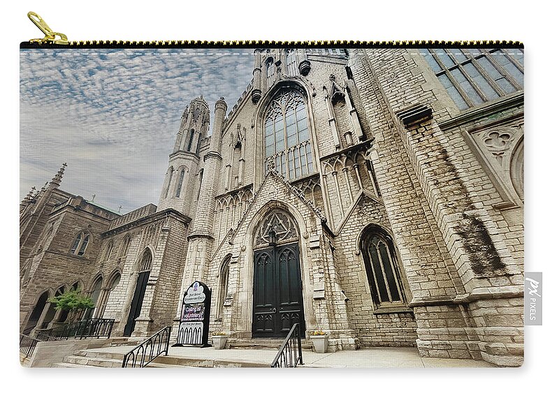 Detroit Zip Pouch featuring the photograph Fort Street Church IMG_9699 Detroit Michigan by Michael Thomas