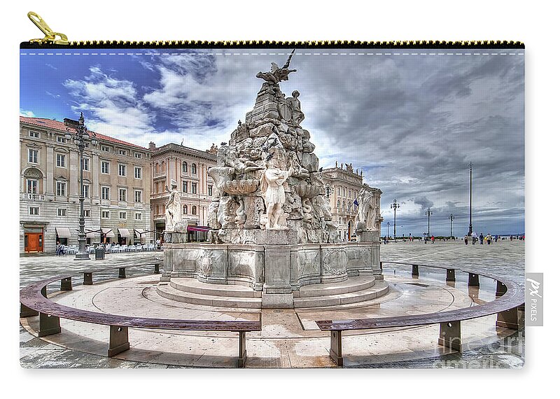 Italy Zip Pouch featuring the photograph Fountain of the Four Continents - Trieste - Italy by Paolo Signorini
