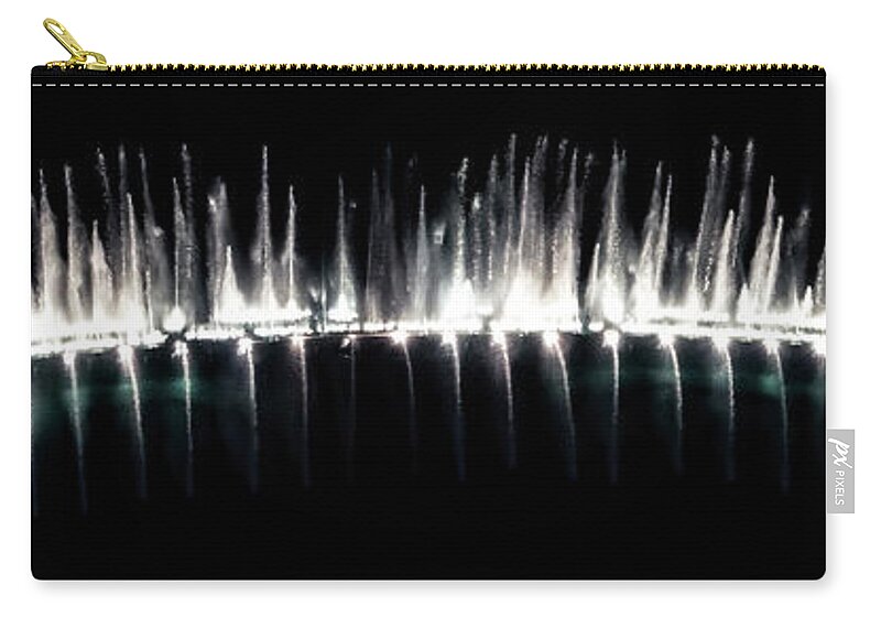 Fountains Of Bellagio Zip Pouch featuring the photograph Fountains of Bellagio Aerial View in Las Vegas Nevada by David Oppenheimer