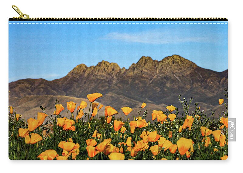 Four Peaks Zip Pouch featuring the photograph Four Peaks in Spring by Bonny Puckett