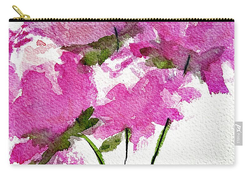 Peonies Zip Pouch featuring the painting Four Peonies Blooming by Roxy Rich