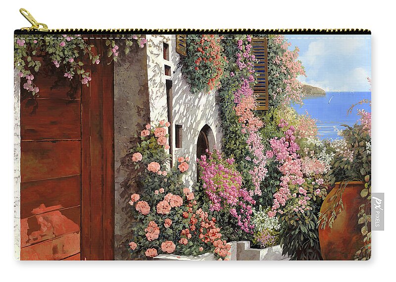 4 Seasons Zip Pouch featuring the painting four seasons- spring in Tuscany by Guido Borelli
