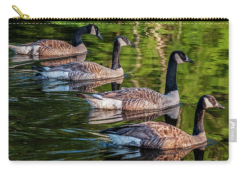 Geese Zip Pouch featuring the photograph Foursome by Cathy Kovarik