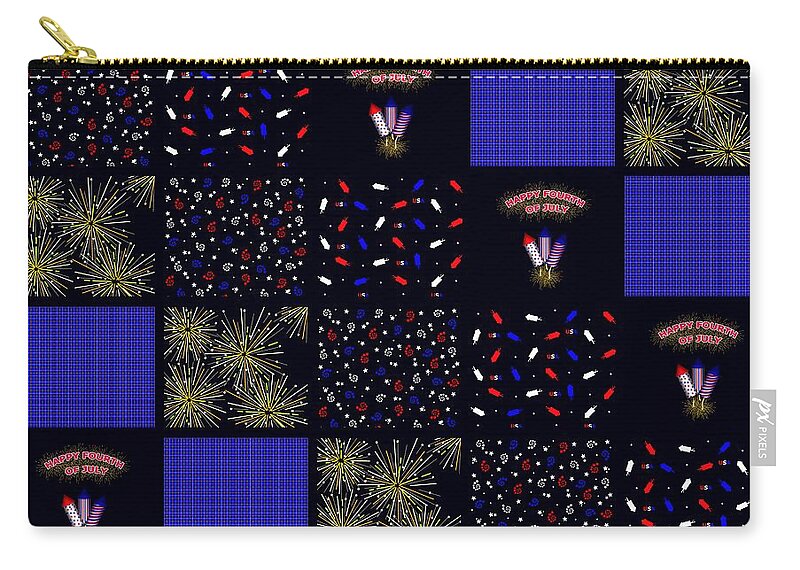 Fourth Of July Zip Pouch featuring the photograph Fourth of July Patchwork Pattern - July 4th by Colleen Cornelius