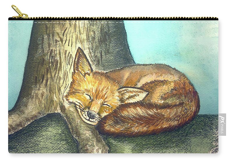 Nature Carry-all Pouch featuring the painting Fox And Tree by Christina Wedberg