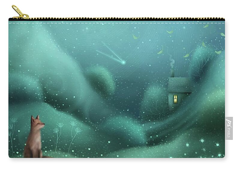 Landscape Zip Pouch featuring the painting Fox, Fairy, Falling Leaves by Joe Gilronan